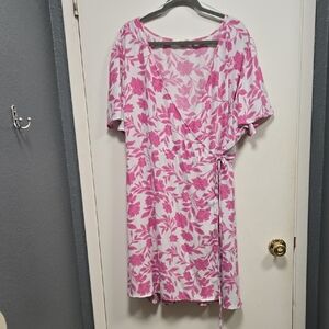 LC Lauren Conrad Pink Floral Midi Dress